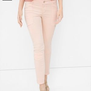 white house black market pink skinny crop jeans